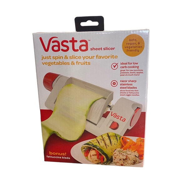 Vasta Vegetable Slicer Sheet Slicer Spin & Slice Veggie & Fruit Fettucine Blade - Picture 9 of 10